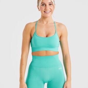 AYBL Blue Sports Bra Seamless Scoop Neck and short